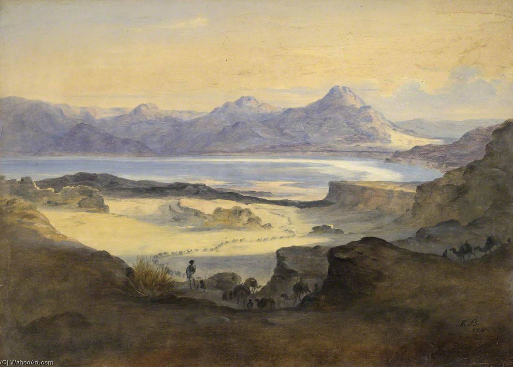 The Salt Lake, Bahr Assal, 1841 — Johann Martin Bernatz