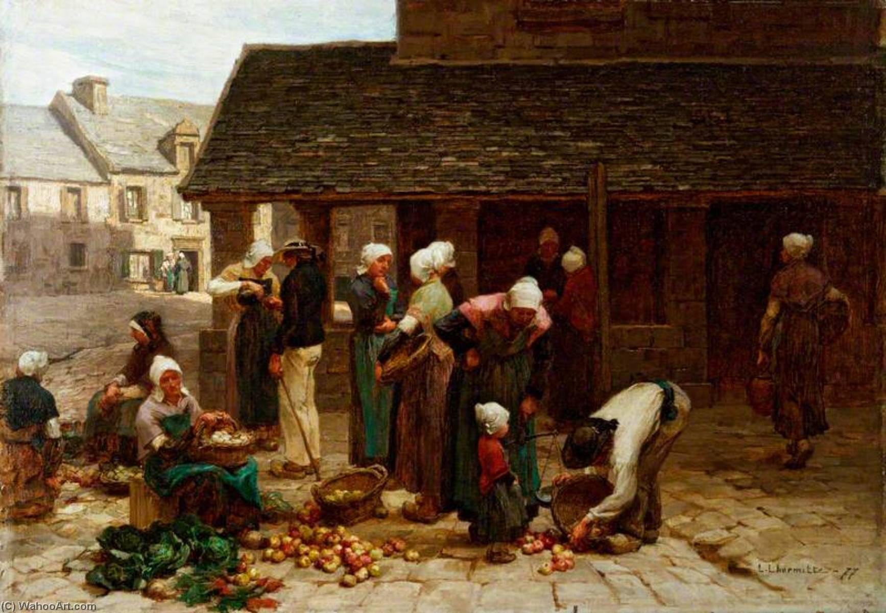 The Market Place Of Ploudalmézeau, Brittany — Léon Augustin L'hermitte