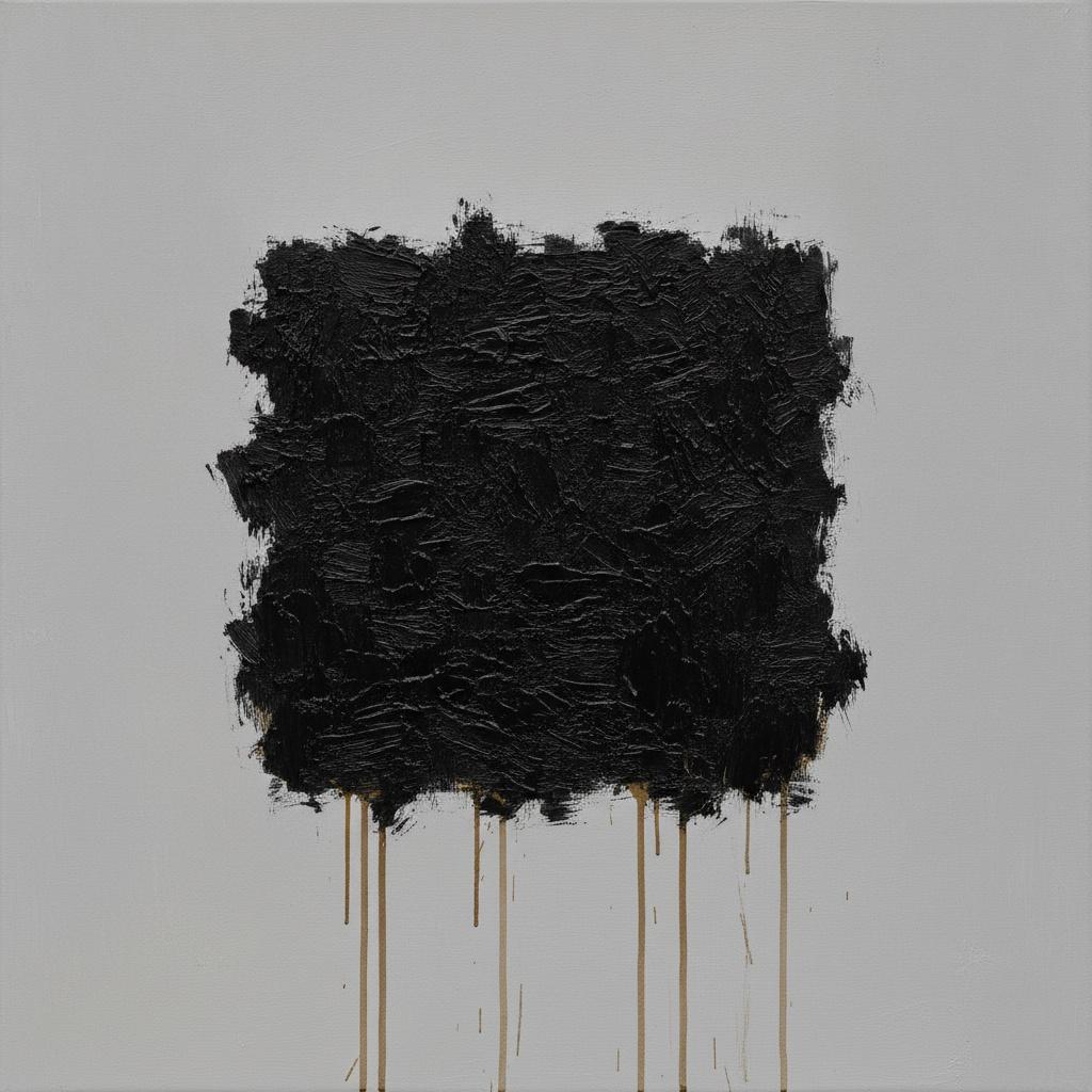 Obsidian Weight Amidst Descending Ochre Traces — David Moreau