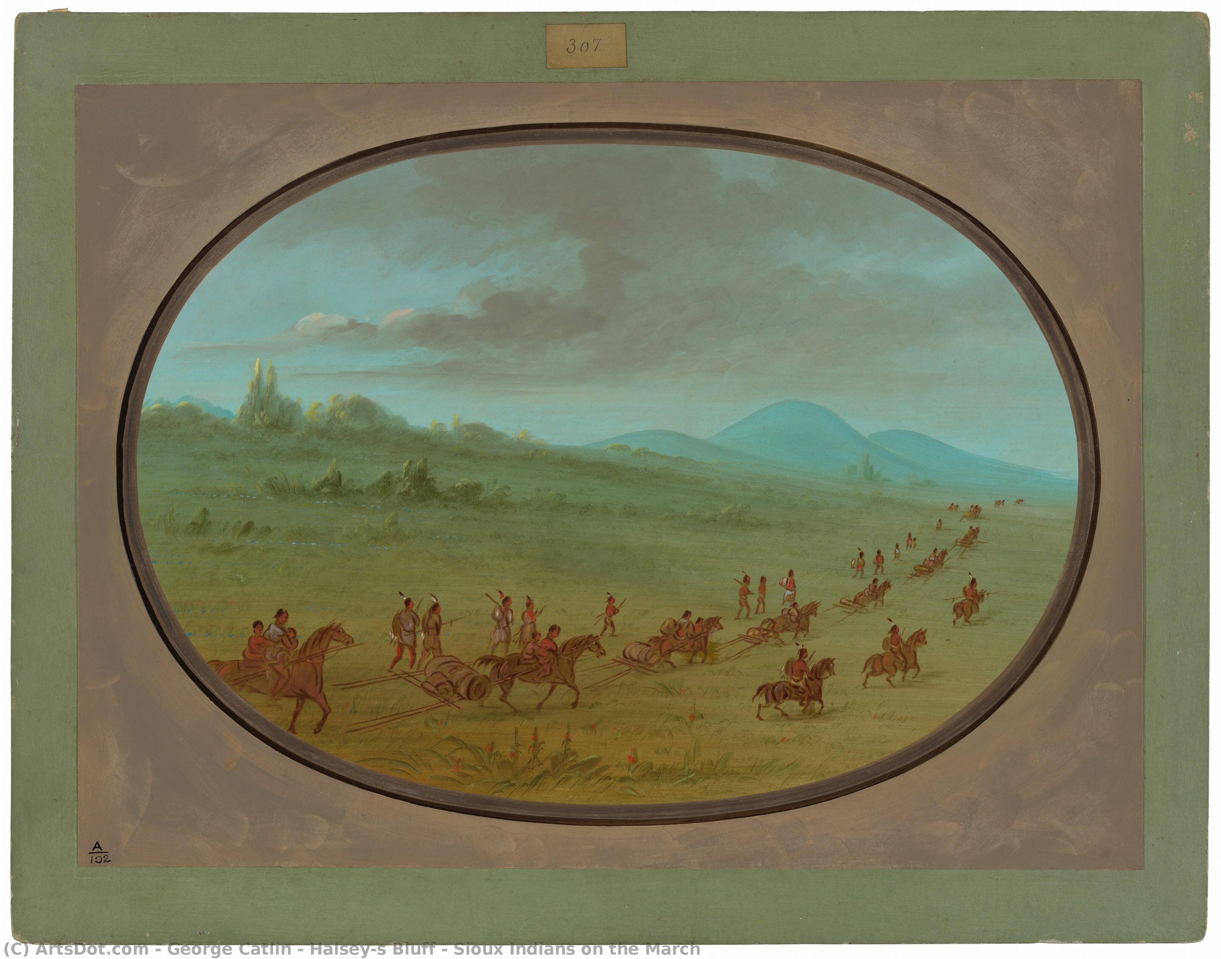 Halsey's Bluff - Sioux Indians On The March — George Catlin