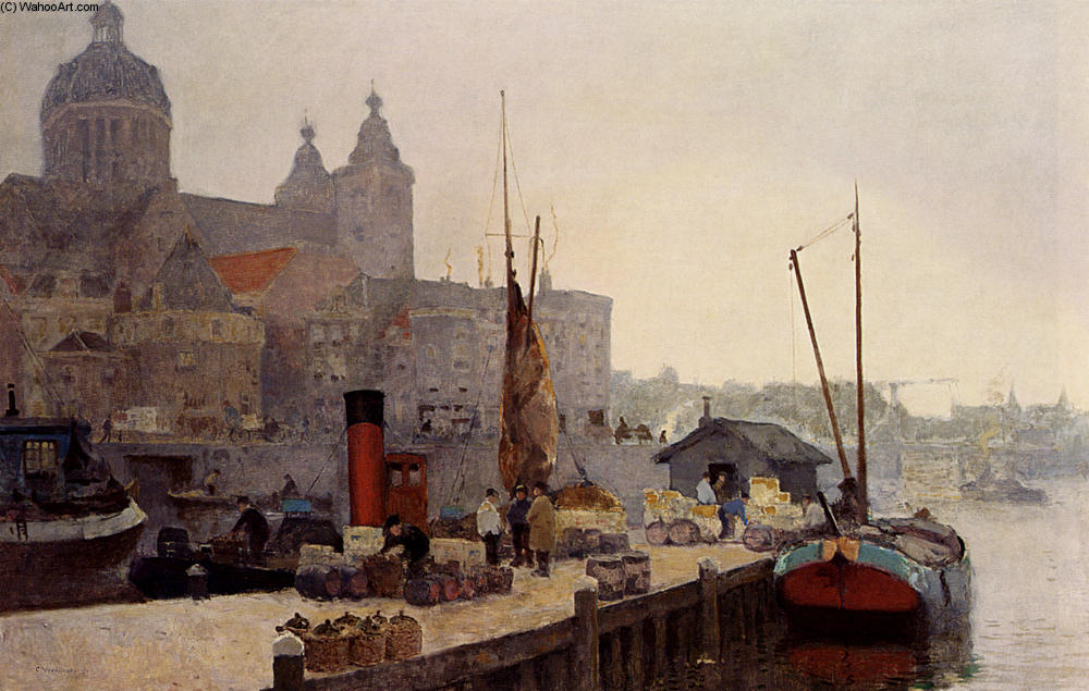 A View Of Amsterdam With The St. Nicolaas Church — Cornelis Vreedenburgh