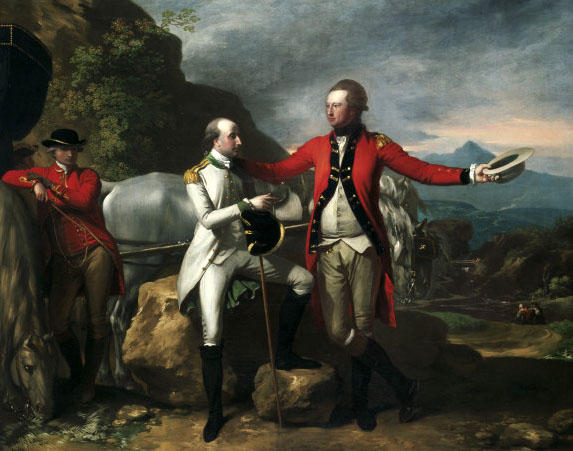 Two Officers And A Groom In A Landscape — Benjamin West