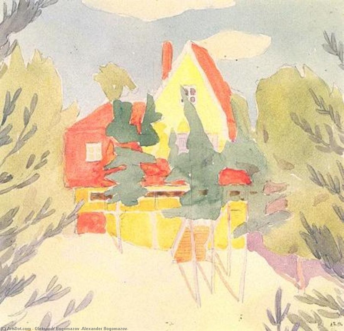 Landscape With The House With Red Roof — Oleksandr Bogomazov (alexander Bogomazov)