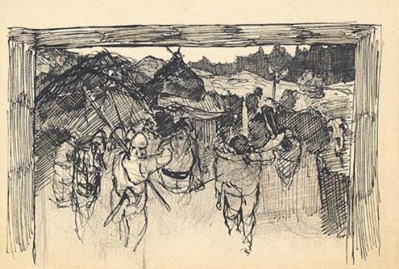 Sketch Of Scene From Ancient Life — Nicholas Roerich
