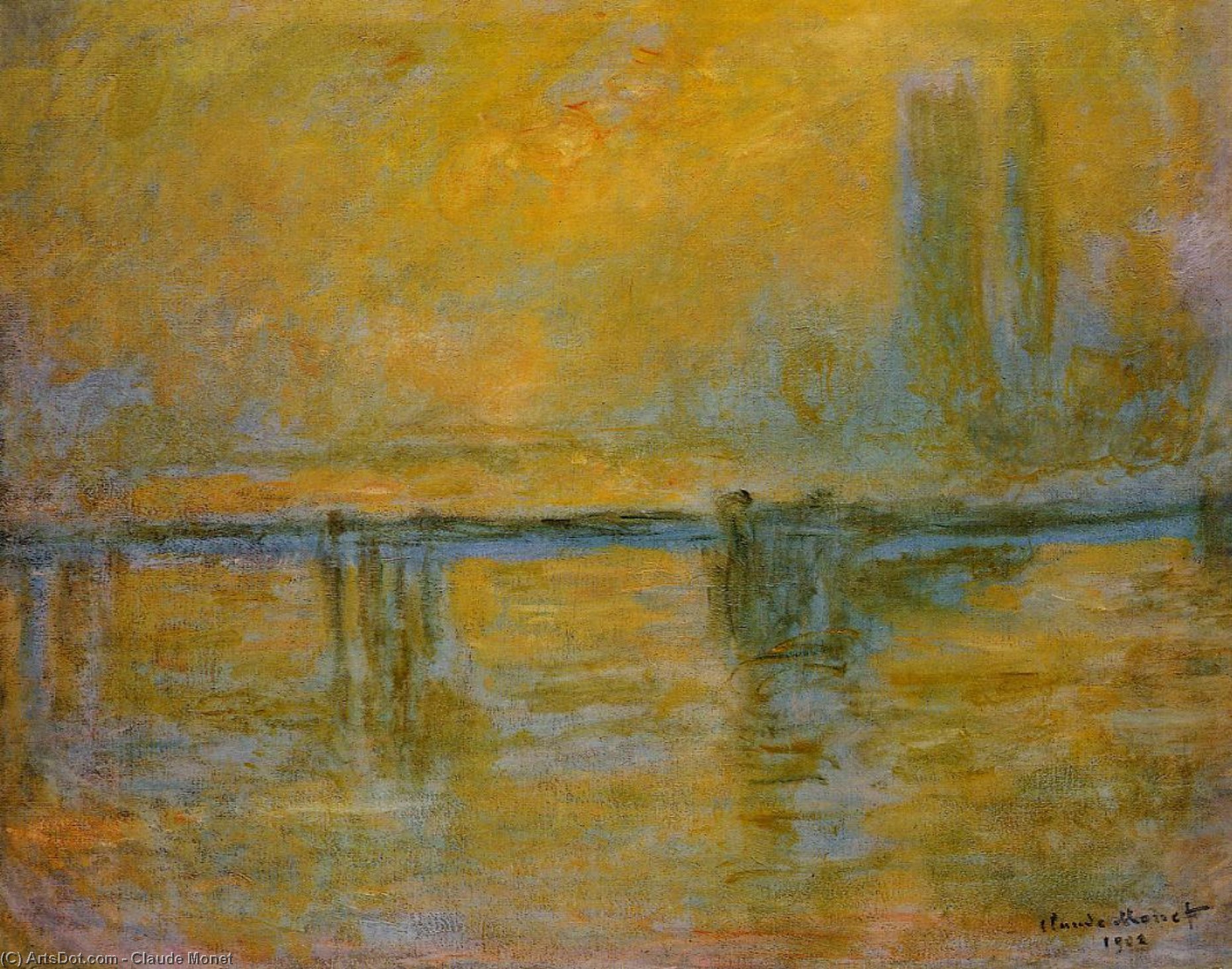 Charing Cross Bridge, Nebel — Claude Monet