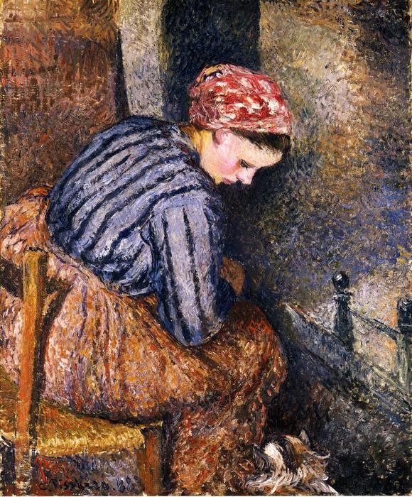 Peasant Woman Warming Herself — Camille Pissarro