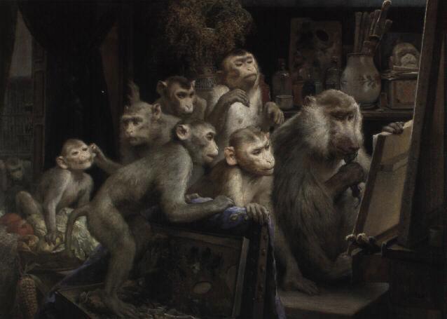 Monkeys And Painting — Gabriel Cornelius Ritter Von Max