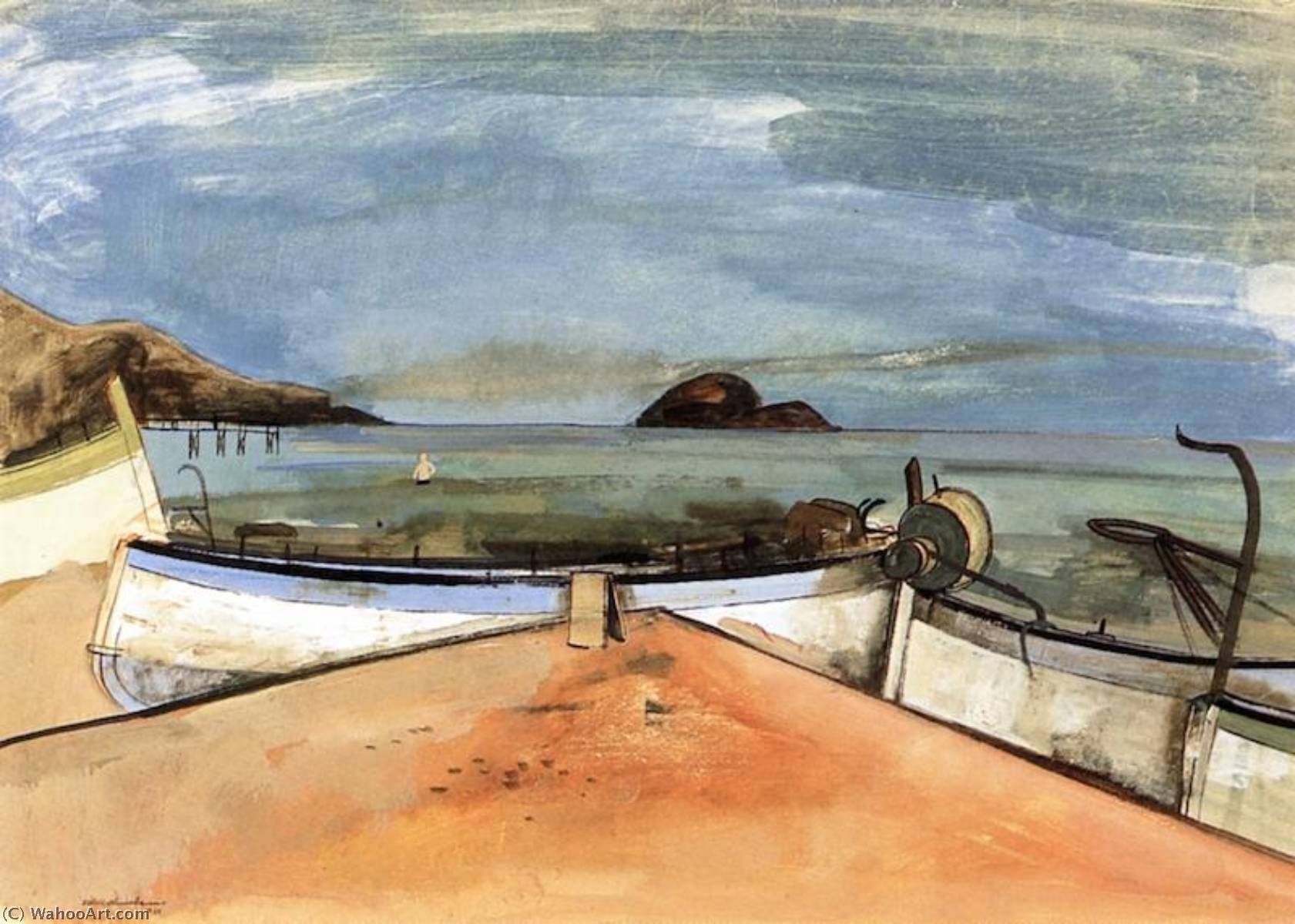 Fishing Boats With Island — Felix Nussbaum