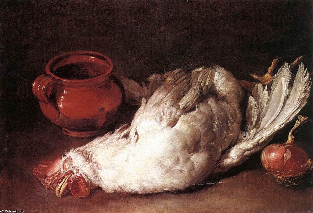 Still-life With Hen, Onion And Pot — Giacomo Ceruti (pitocchetto)