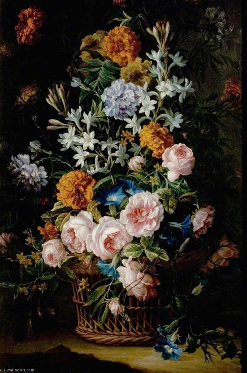 Flowers In A Basket — Jean Baptiste Monnoyer