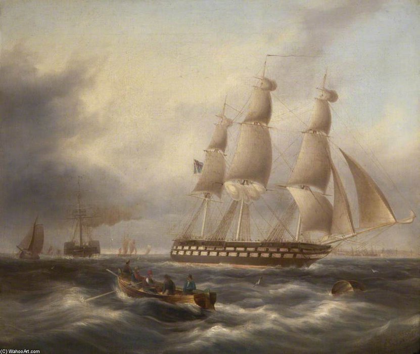A Frigate Entering The Tagus — Thomas Buttersworth