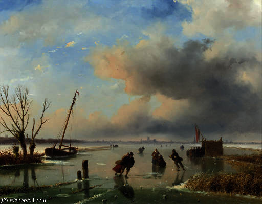 Skaters Near Dordrecht — Nicolaas Johannes Roosenboom
