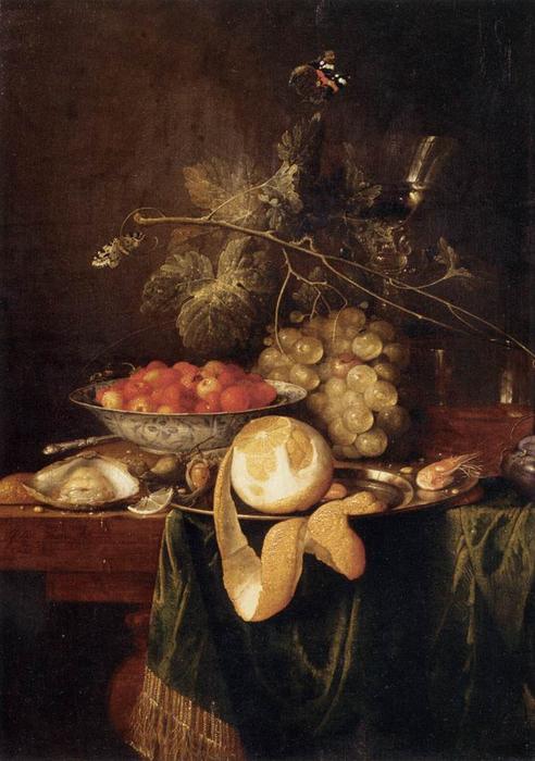 Still-life With A Peeled Lemon — Jan Davidszoon De Heem Or Johannes De Heem Or Johannes Van Antwerpen Or Jan Davidsz De Hem