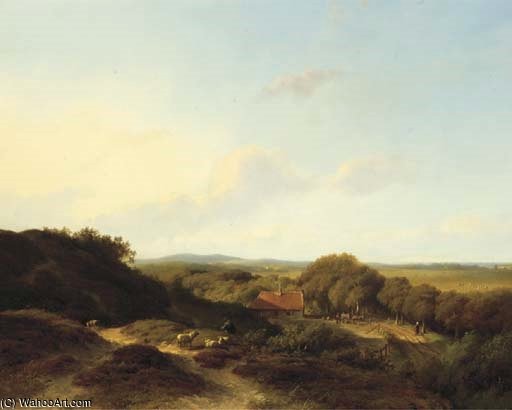 A Panoramic Dune Landscape With A Sportsman In The Foreground — Willem Vester