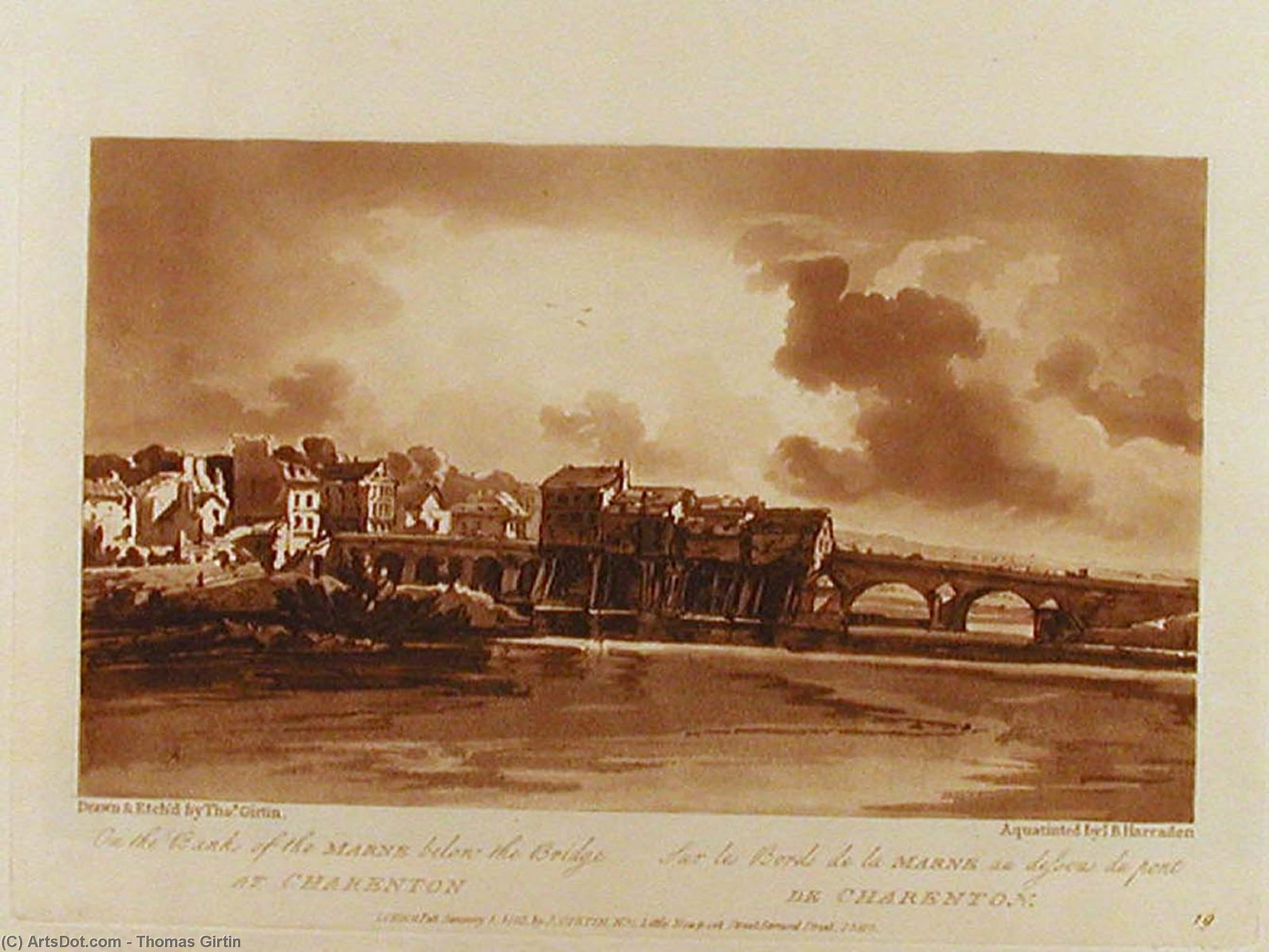 On The Banks Of Marne Below The Bridge At Charenton — Thomas Girtin