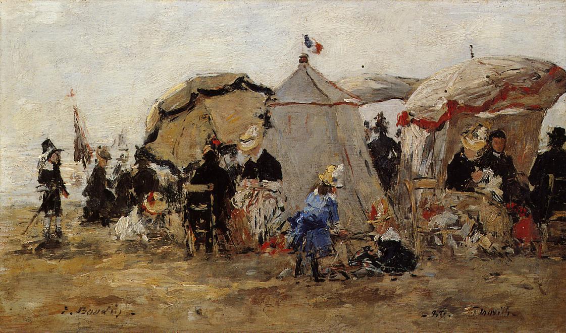 Woman And Children On The Beach At Trouville — Eugène Louis Boudin