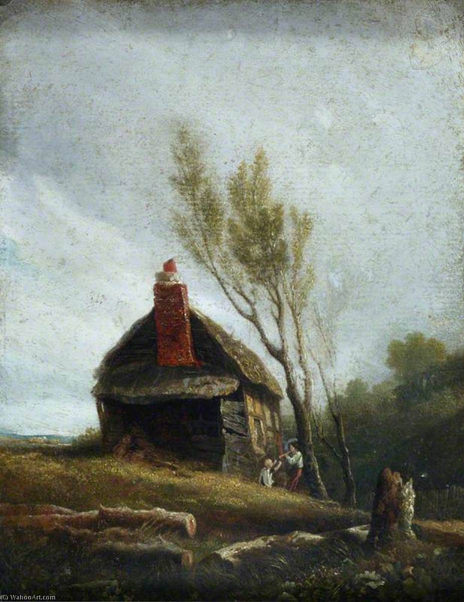 Landscape A Cottage With Trees And Two Children — William Mulready The Younger