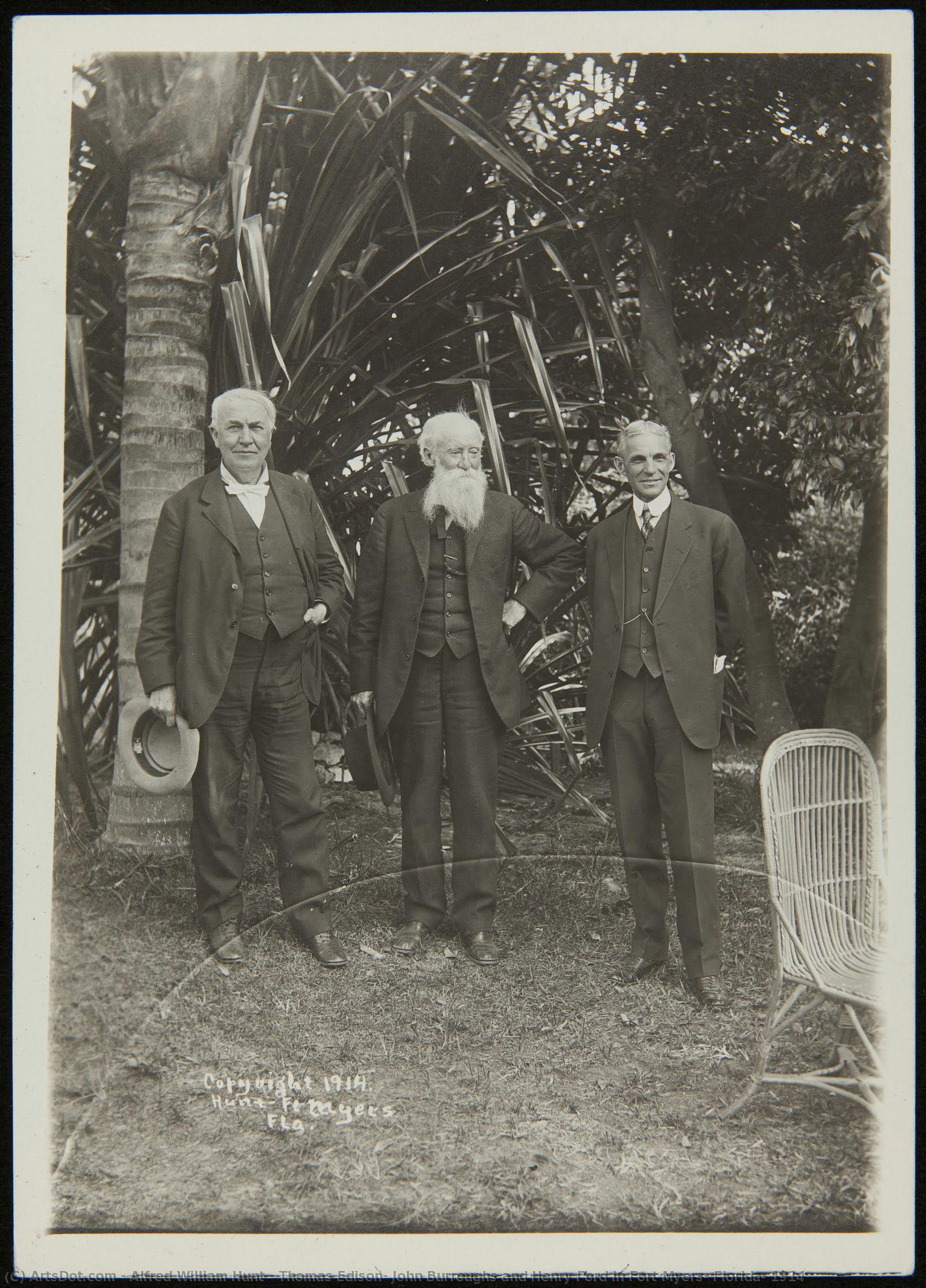 Thomas Edison, John Burroughs And Henry Ford In Fort Myers, Florida, 1914 — Alfred William Hunt