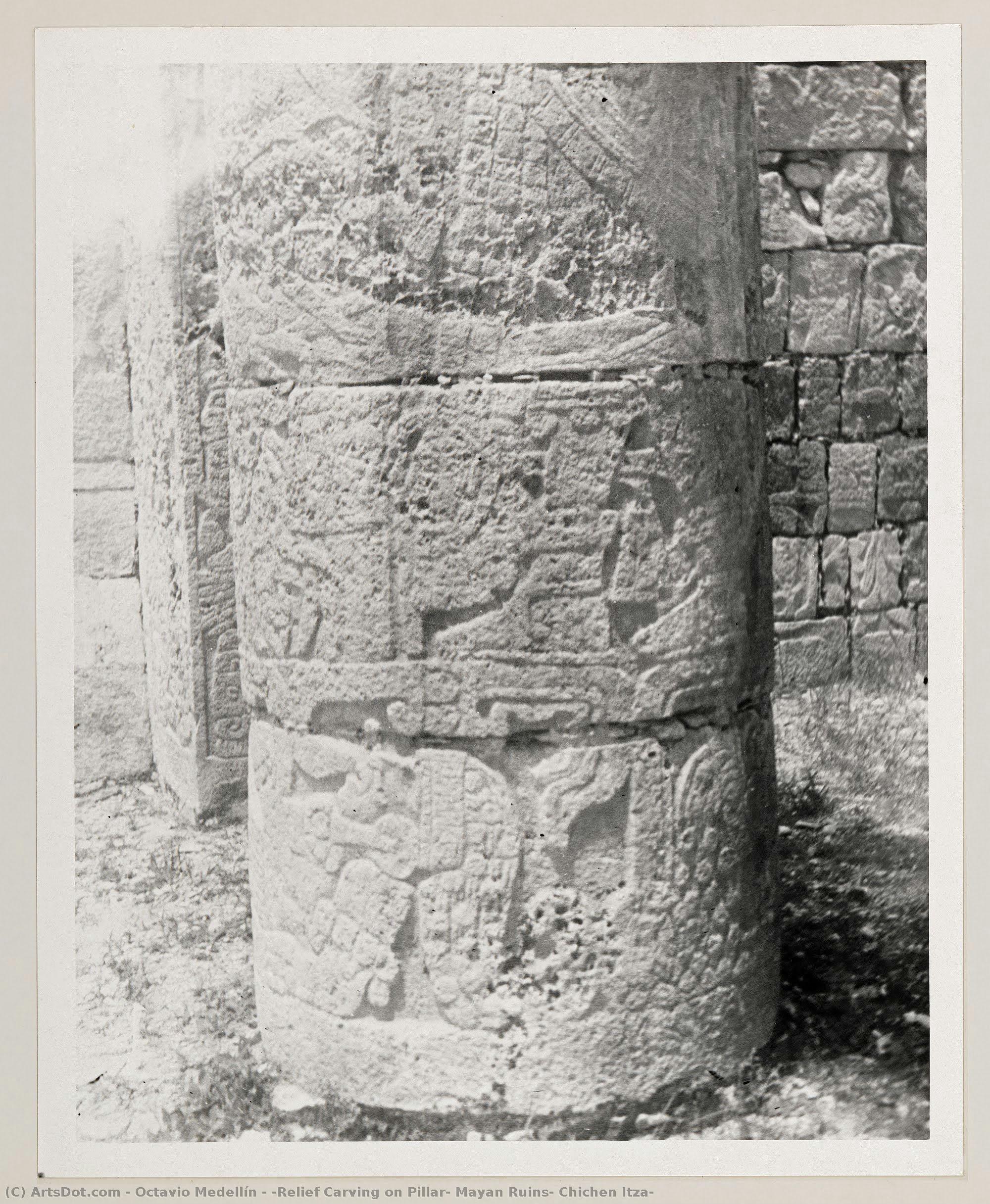[relief Carving On Pillar, Mayan Ruins, Chichen Itza] — Octavio Medellín