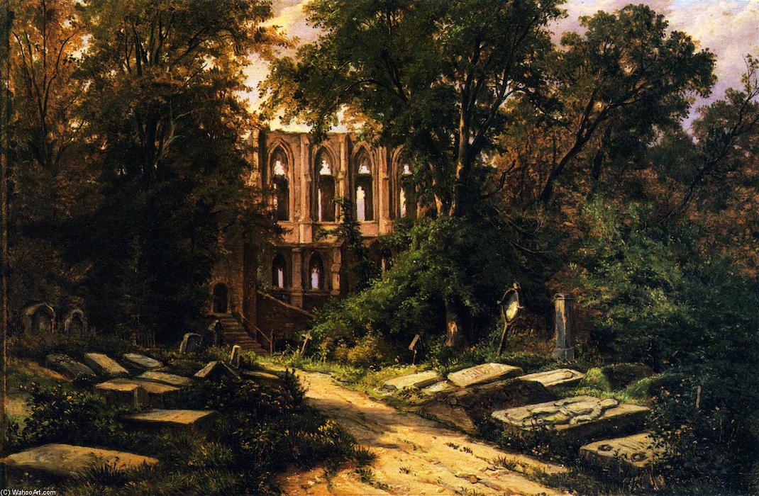 Cemetery By A Ruined Gothic Church — Herman Lungkwitz