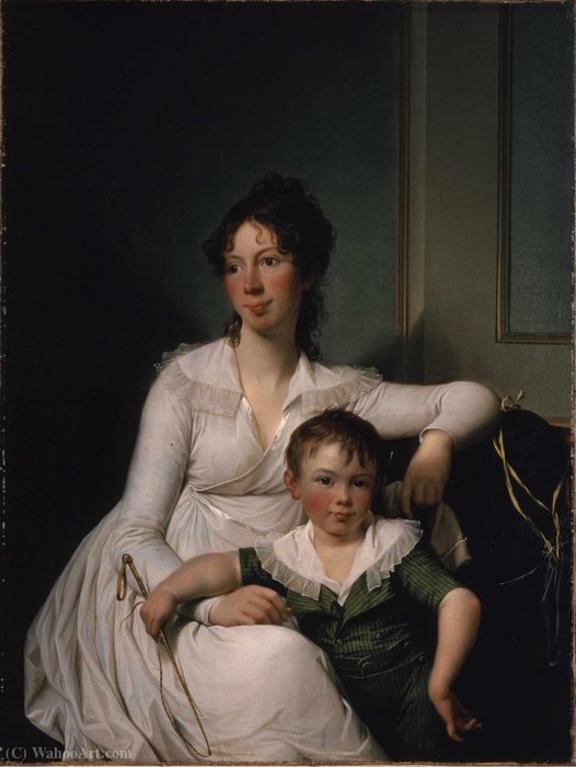 Portrait Of Elisabeth Henriette Bruun De Neergaard With Her Eldest Son Henrik — Jens Juel