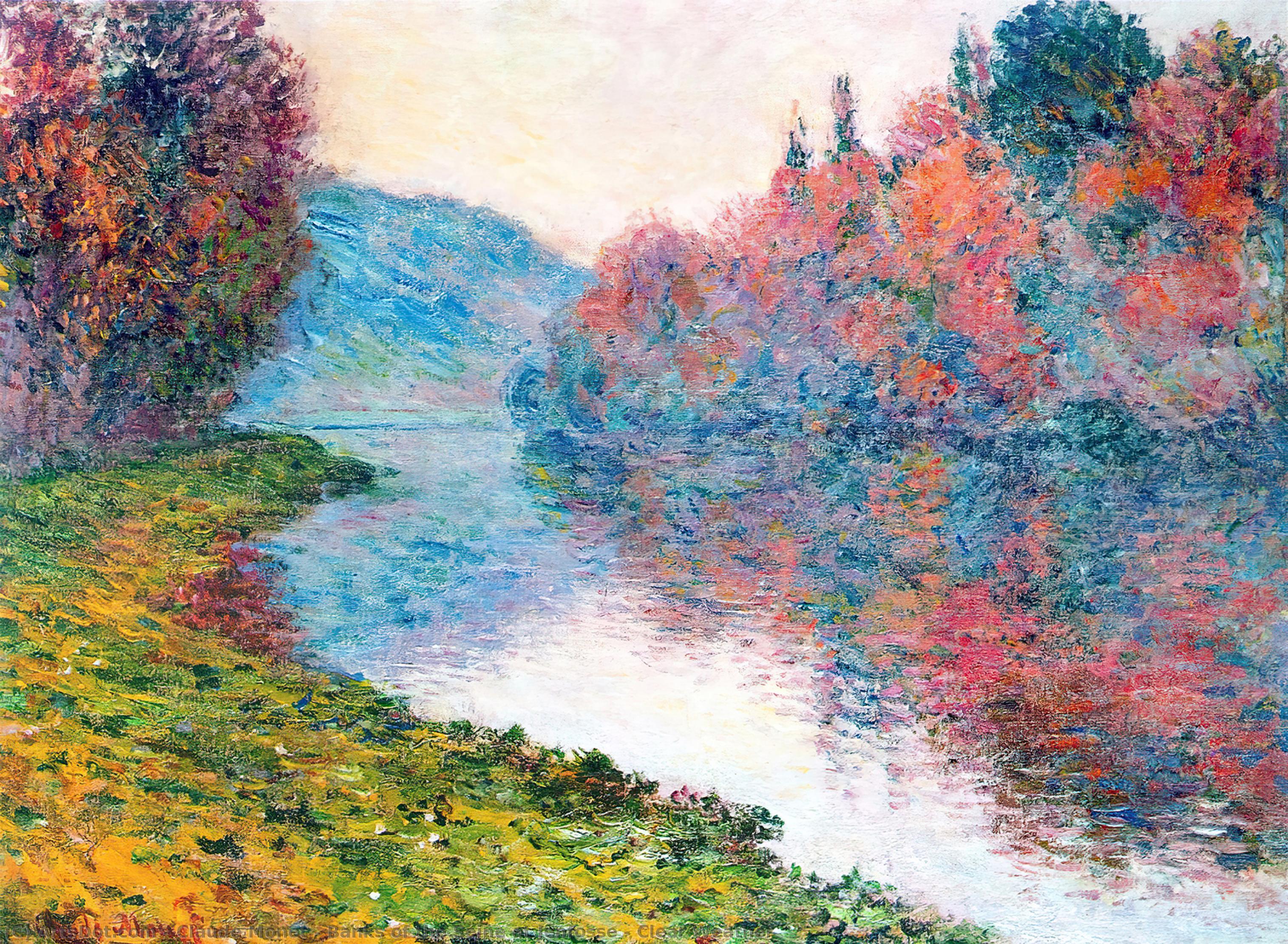 Ufer Der Seine Bei Jenfosse - Klarer Himmel — Claude Monet