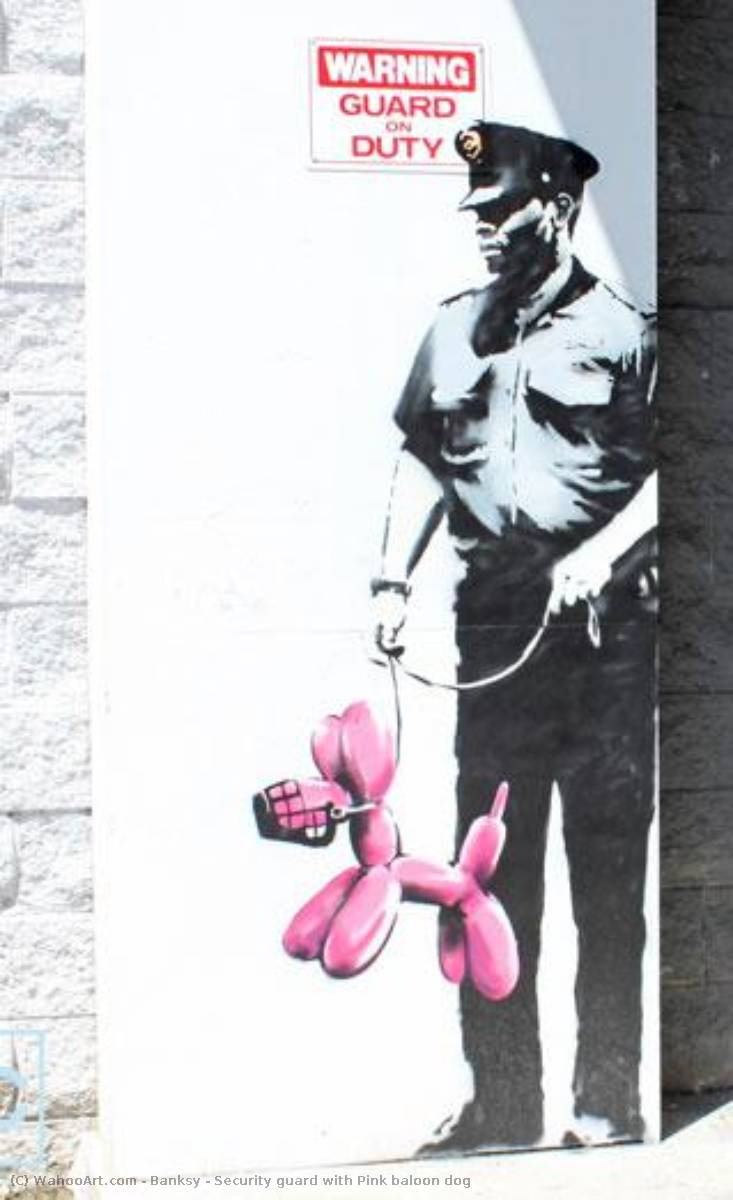 Security Guard With Pink Baloon Dog — Banksy