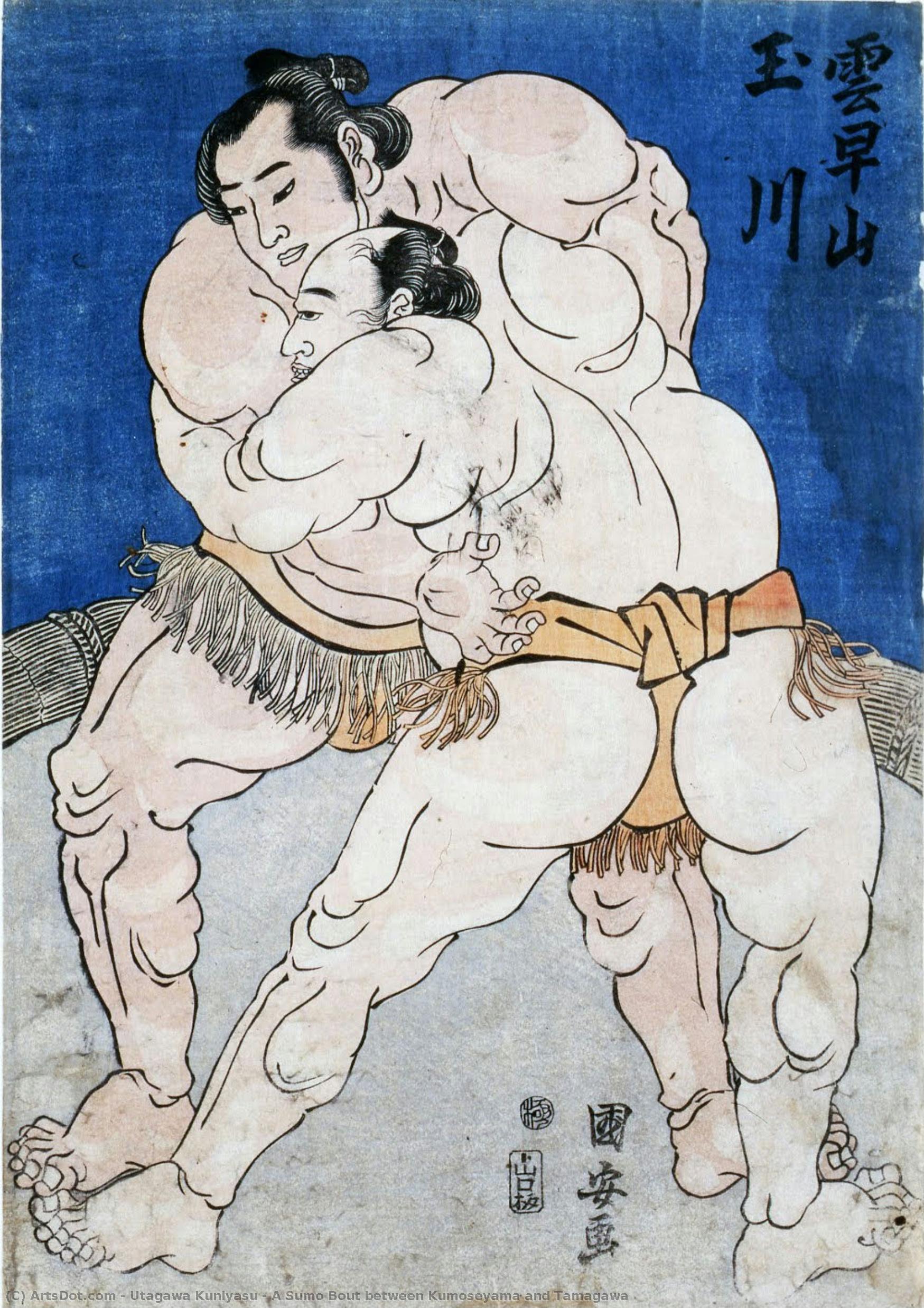A Sumo Bout Between Kumoseyama And Tamagawa — Utagawa Kuniyasu