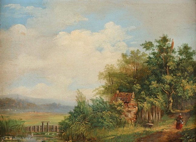 Farmer's Wife In Front Of Her Kate At The Forest Edge — Pieter Lodewijk Francisco Kluyver