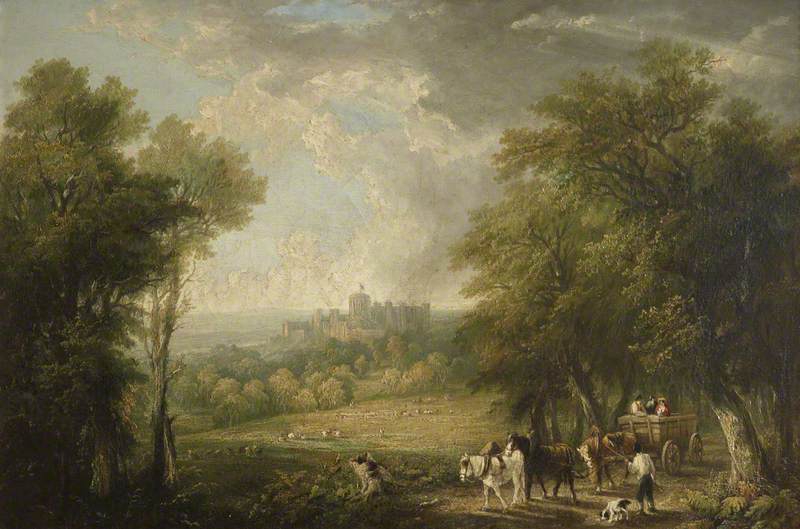 View Of Windsor From The Forest With Travellers In A Horse Drawn Cart — Arthur James Stark
