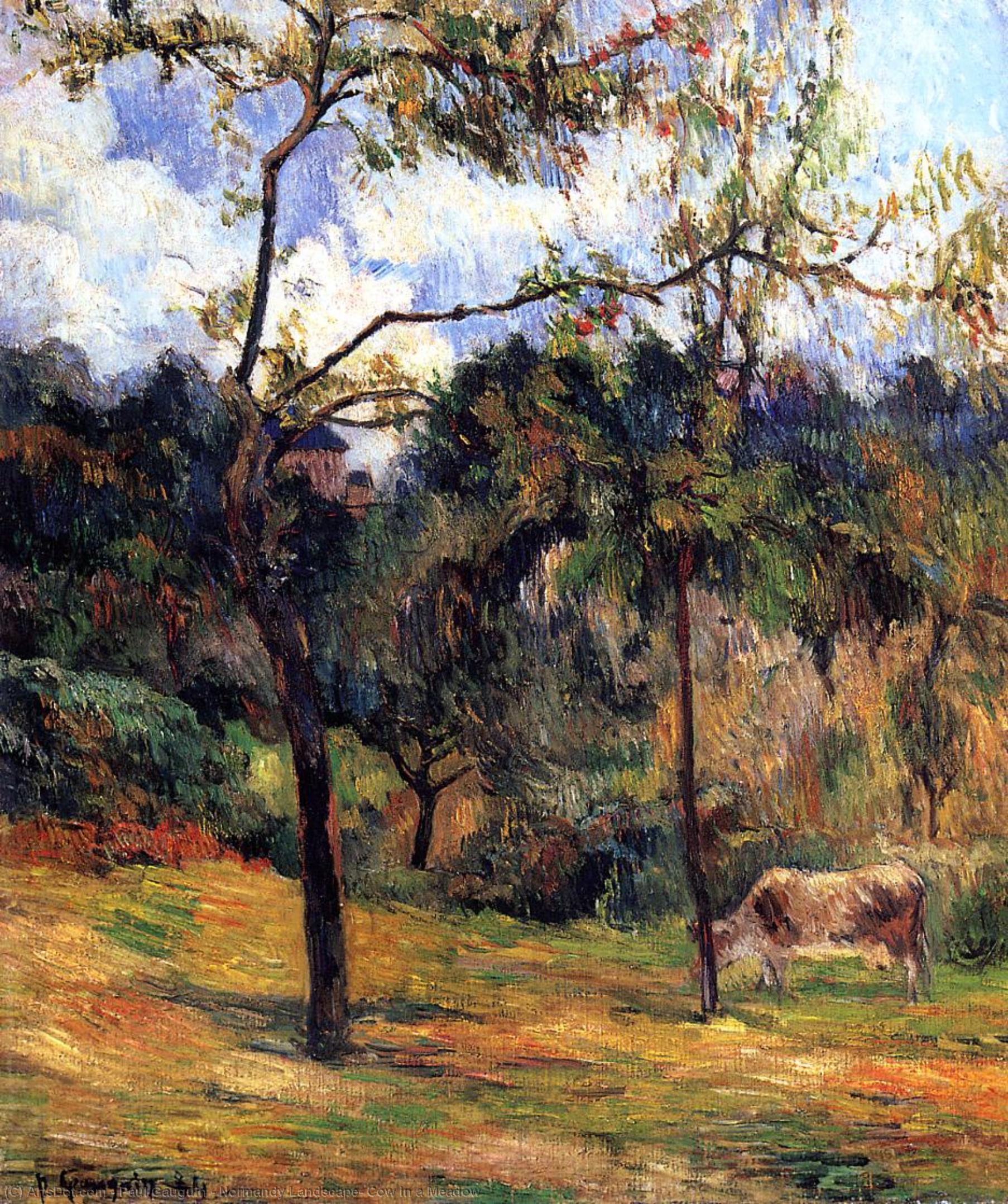 Normandielandschaft: Kuh In Einer Weide — Eugène Henri Paul Gauguin