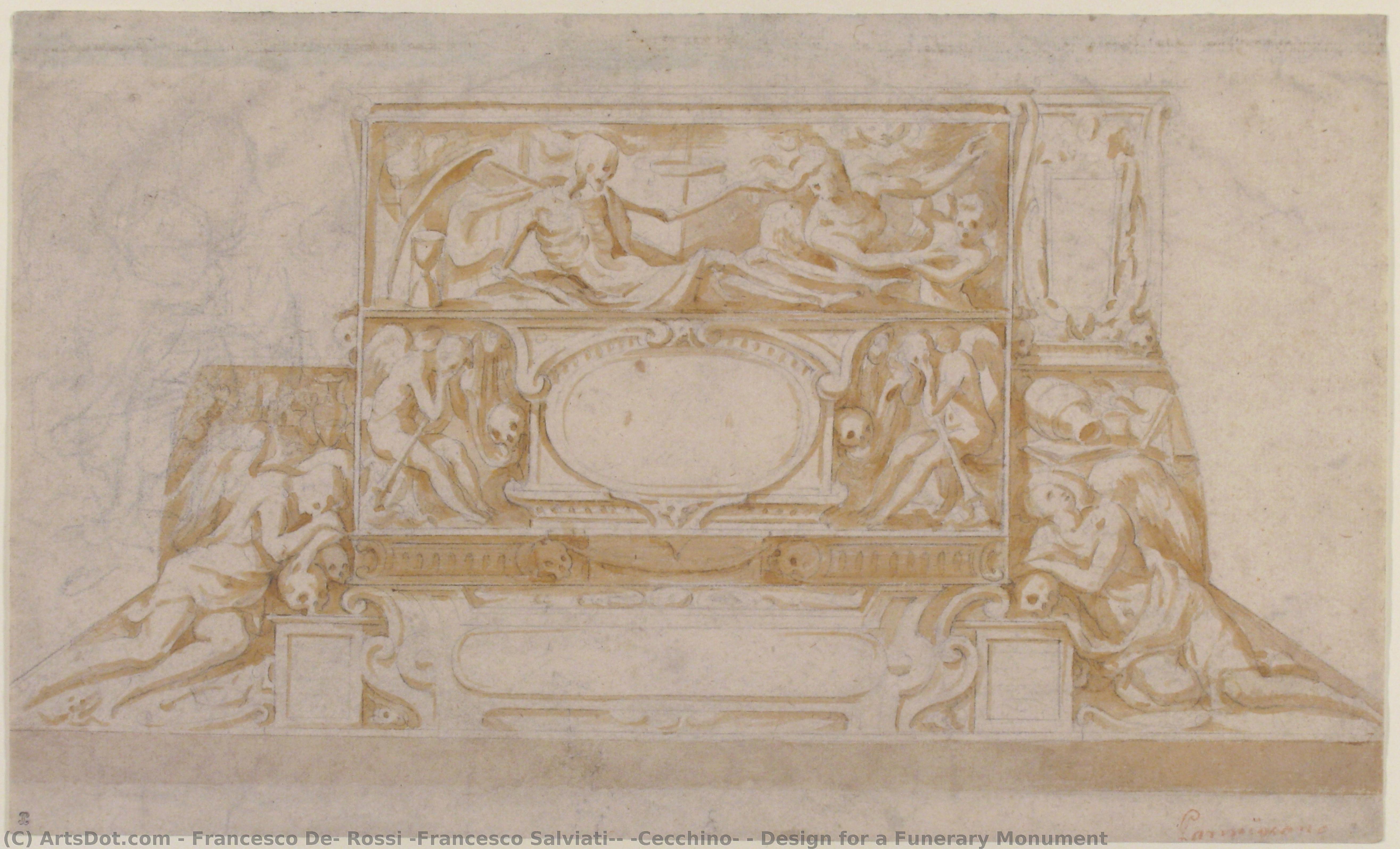 Design For A Funerary Monument — Francesco De Rossi (francesco Salviati) (cecchino)