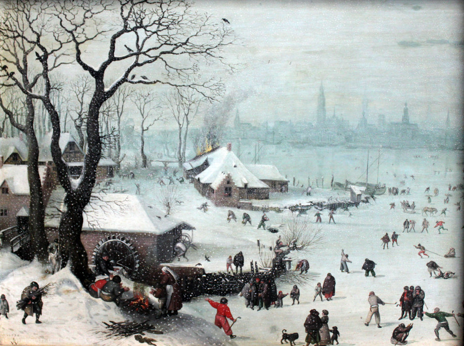 Winter Landscape With Snowfall Near Antwerp — Lucas Van Valkenborch