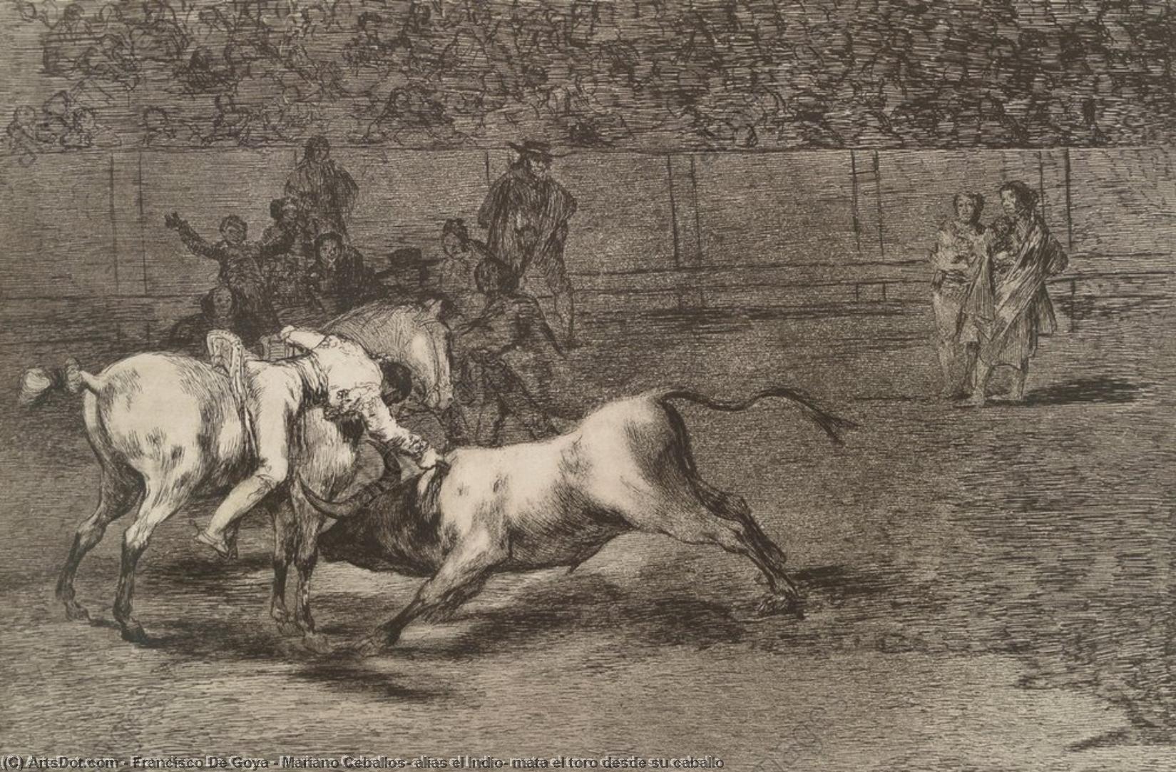 Mariano Ceballos, Alias El Indio, Mata El Toro Desde Su Caballo — Francisco José De Goya Y Lucientes