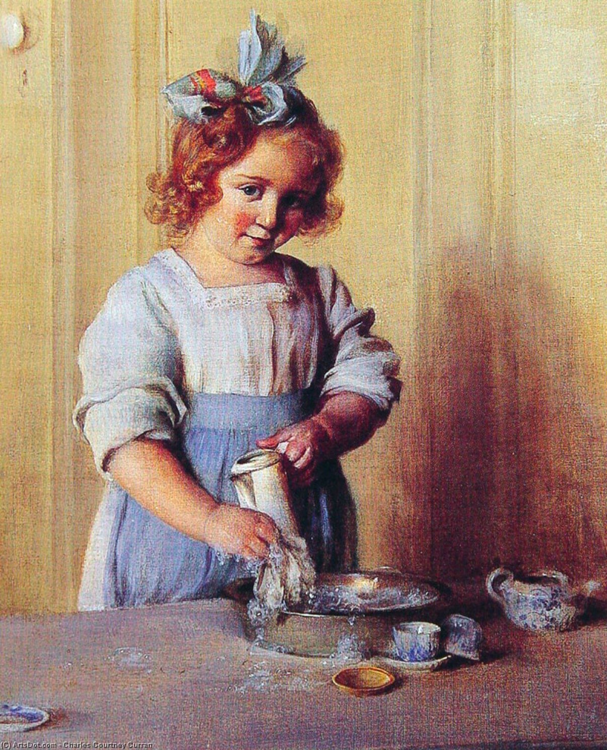 Washing Dishes. Emily And Her Tea Set — Charles Courtney Curran