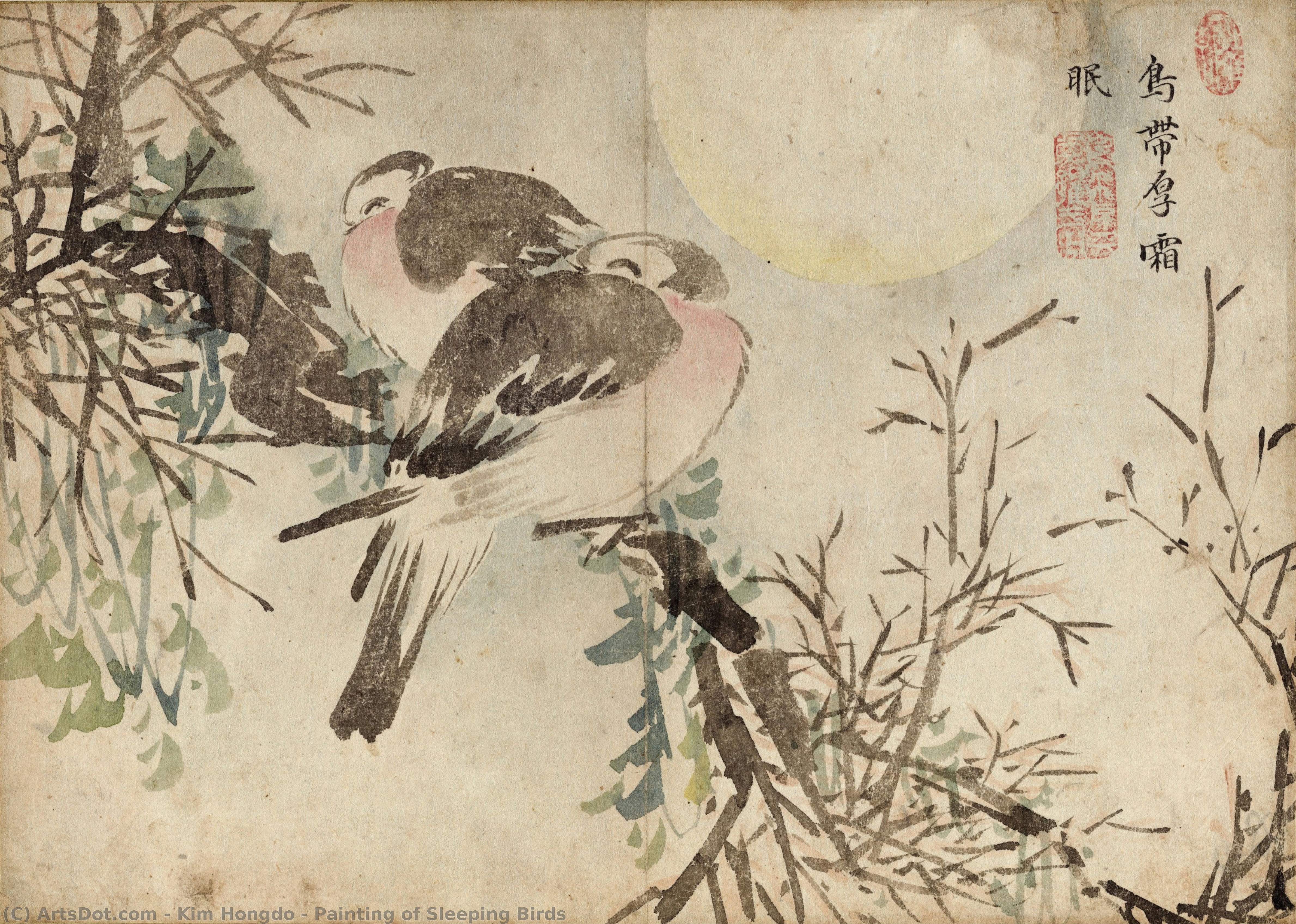 Painting Of Sleeping Birds — Kim Hong-do