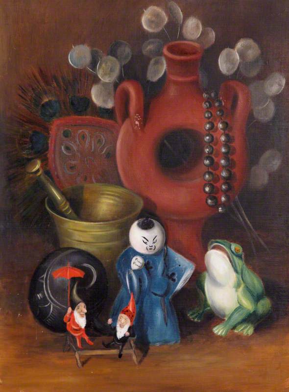 Still Life With Ceramic Figures And A Frog — Rosalie Chichester