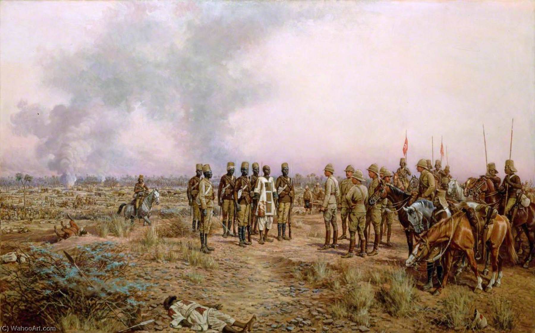 After The Battle. The Emir Mahmud Brought Prisoner To Herbert Kitchener, Atbara, 8 April 1898 — Godfrey Douglas Giles