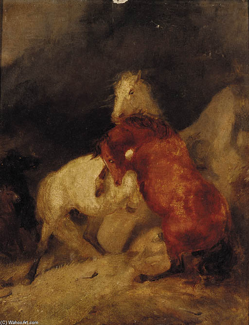 Horses Fighting — Charles Hancock