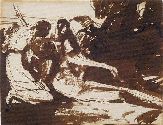 Erminia And Vafrino Ministering To The Wounded Tancred — George Romney