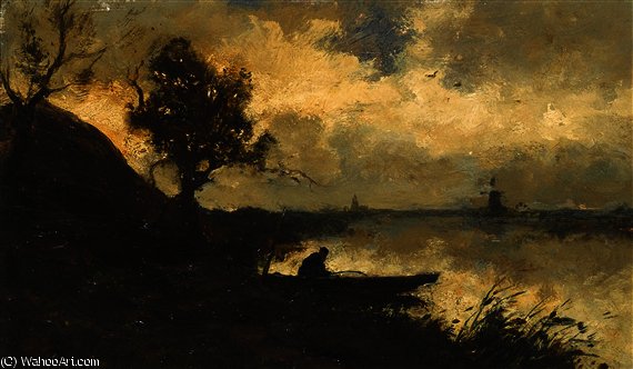 A Polder Landscape At Sunset — Jan Weissenbruch