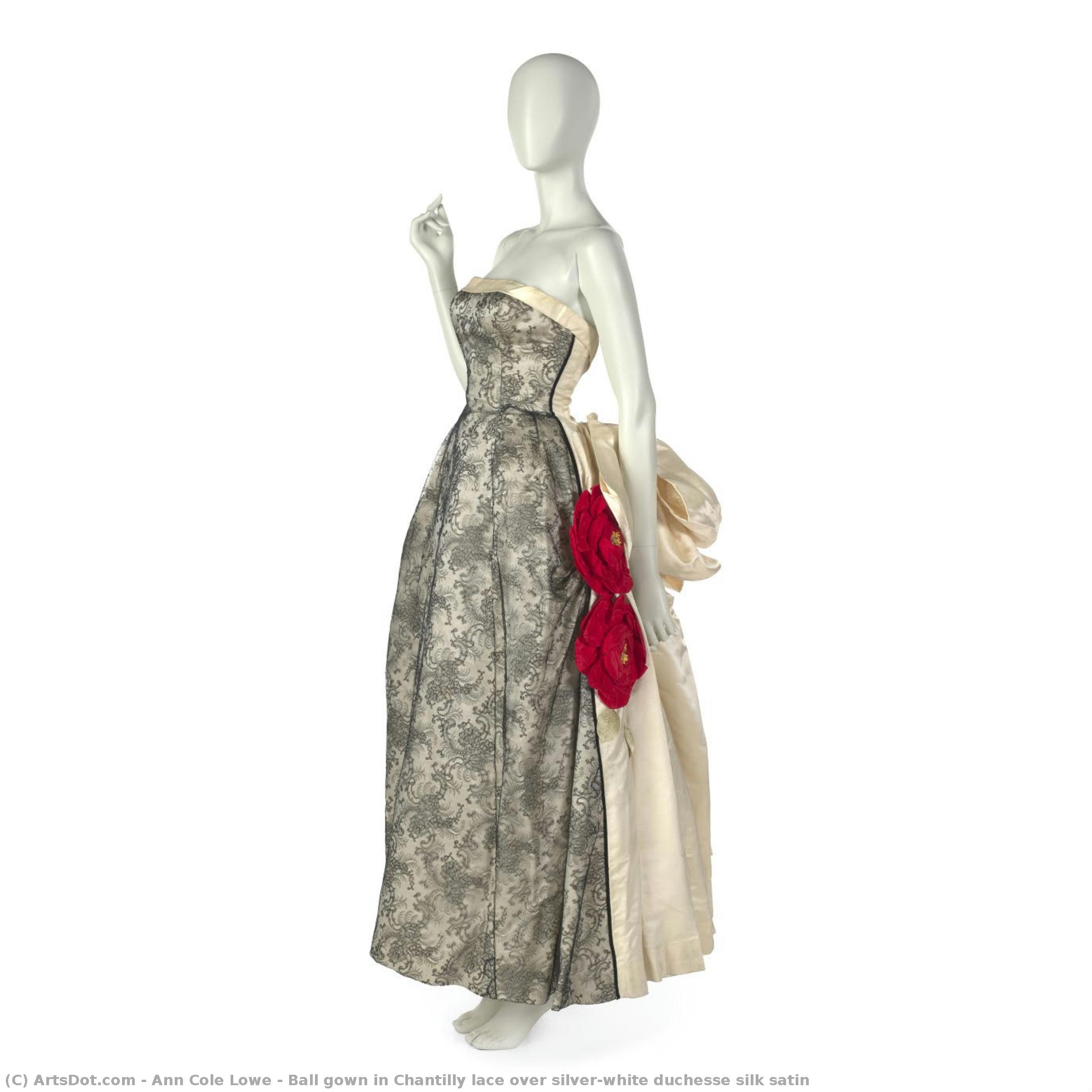 Ball Gown In Chantilly Lace Over Silver-white Duchesse Silk Satin — Ann Cole Lowe