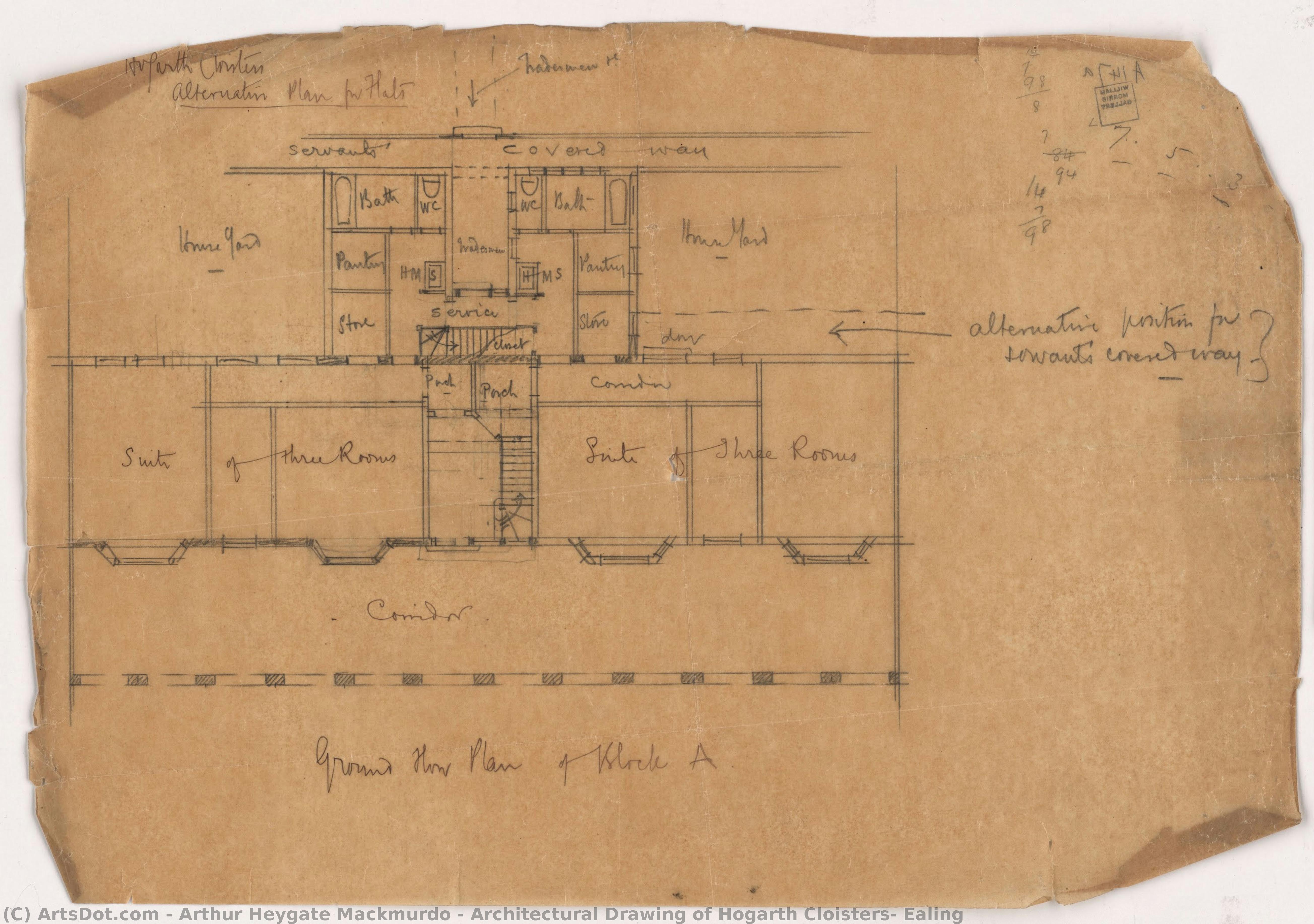 Architectural Drawing Of Hogarth Cloisters, Ealing — Arthur Heygate Mackmurdo
