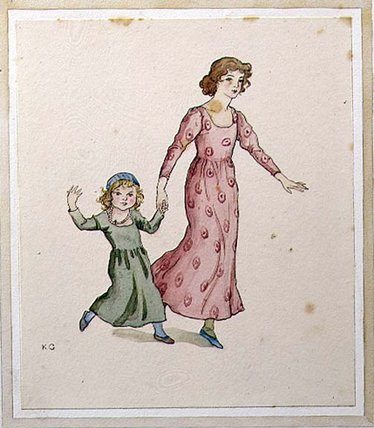 Two Little Girls In Party Dresses — Kate Greenaway