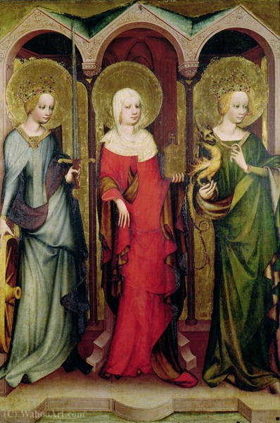 Saints Catherine, Mary Magdalene And Margaret — Master Of The Trebon Altarpiece