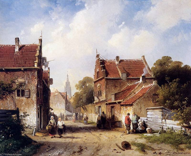 Summer View On Village Sun — Charles Henri Joseph Leickert