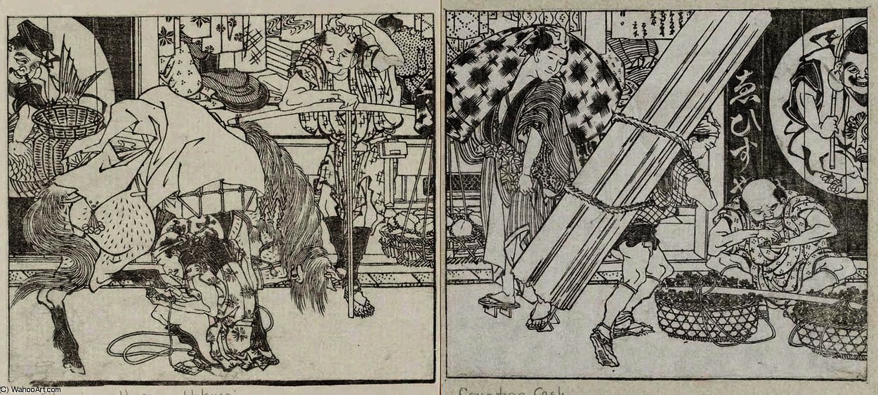 A Man Shoeing A Horse — Katsushika Hokusai