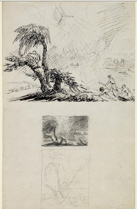 Three Sketches For The Annunciation To The Shepherds — Thomas Cole