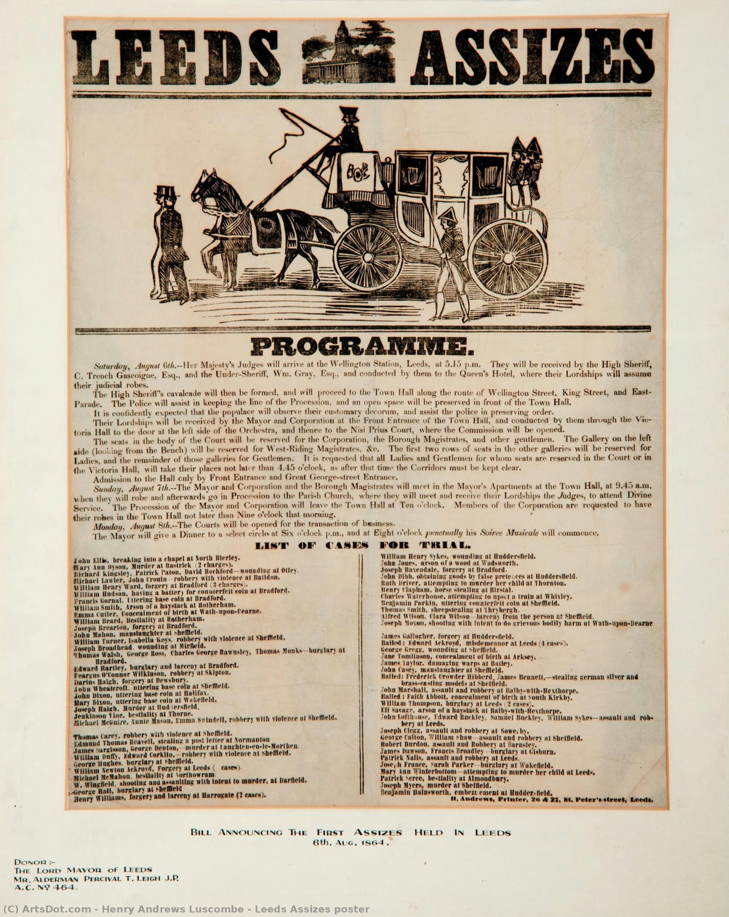 Leeds Assizes Poster — Henry Andrews Luscombe