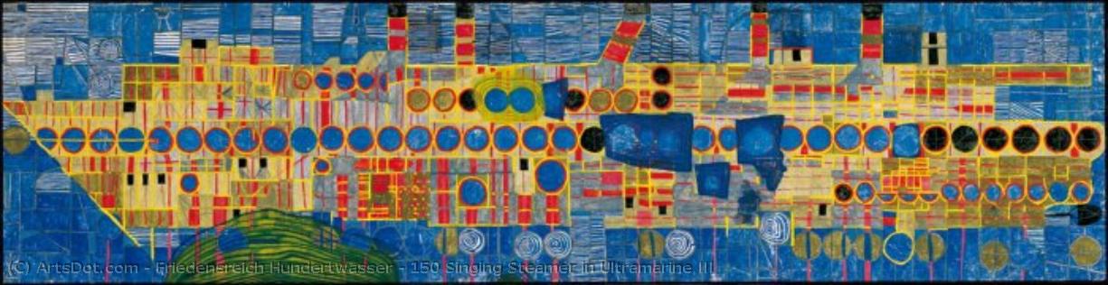 150 Singing Steamer In Ultramarine Iii — Friedensreich Hundertwasser